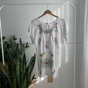 Back From Bali Dress Floral Embroidered Mexican inspired Dress Tunic